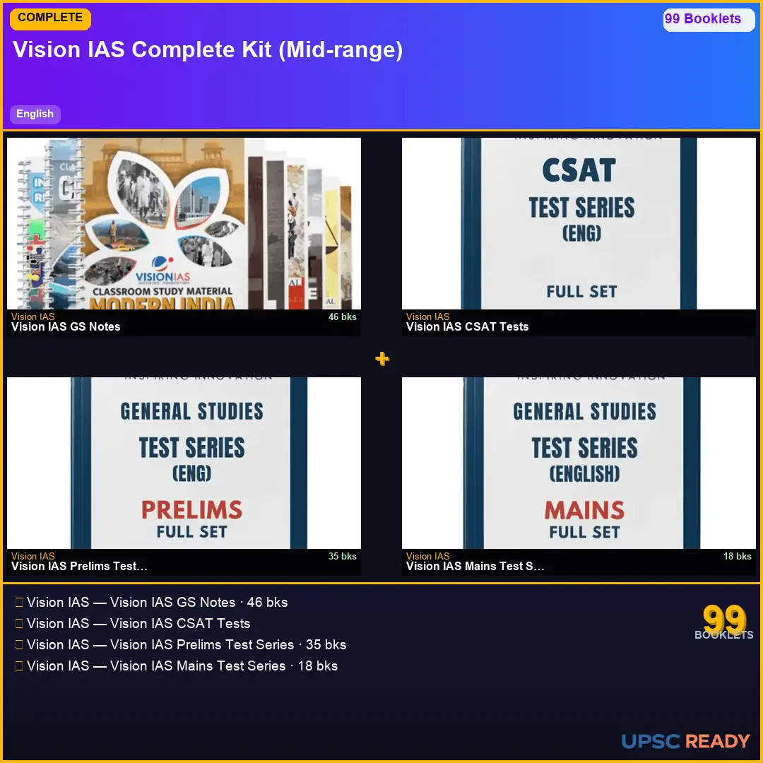 Vision IAS Complete Kit 2026-27 | GS 46bk + CSAT + Prelims TS + Mains TS | English