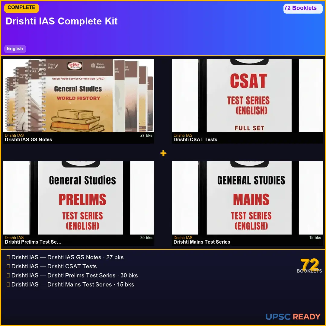 Drishti IAS Complete Kit 2026-27 | GS 27bk + CSAT + Prelims TS + Mains TS | English