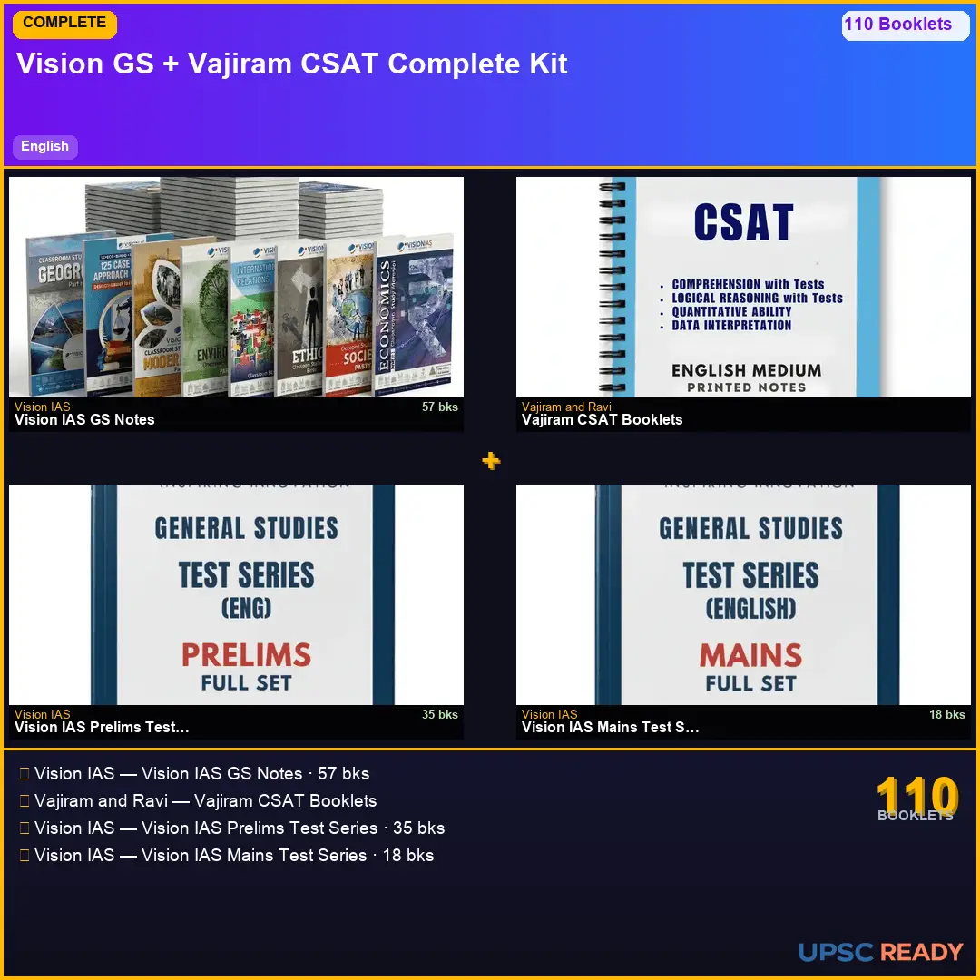 Vision GS + Vajiram CSAT + Vision Prelims TS + Vision Mains TS | Complete Kit 2026-27