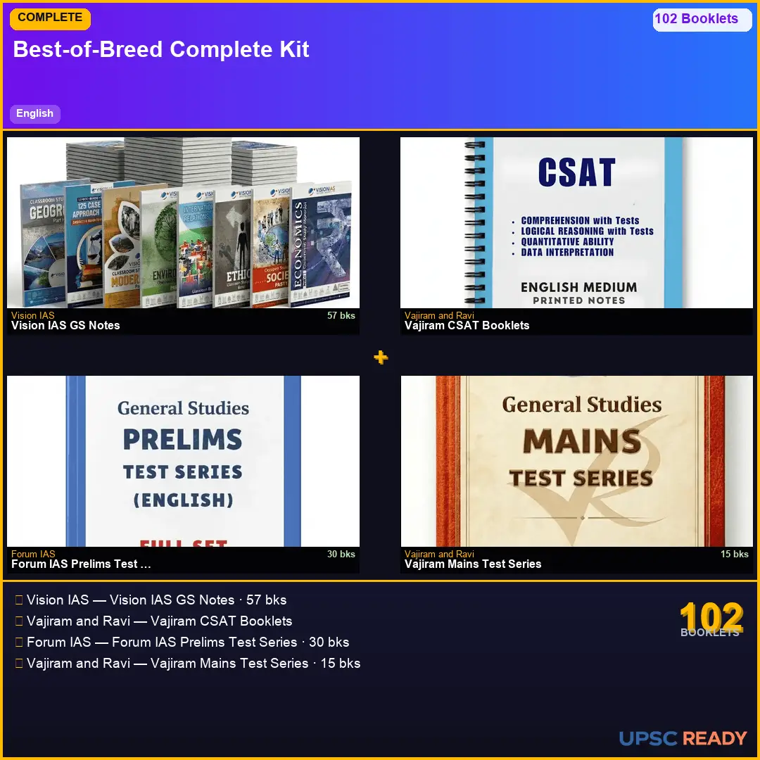 Best-of-Breed Complete Kit 2026-27 | Vision GS + Vajiram CSAT + Forum IAS TS + Vajiram Mains TS | English