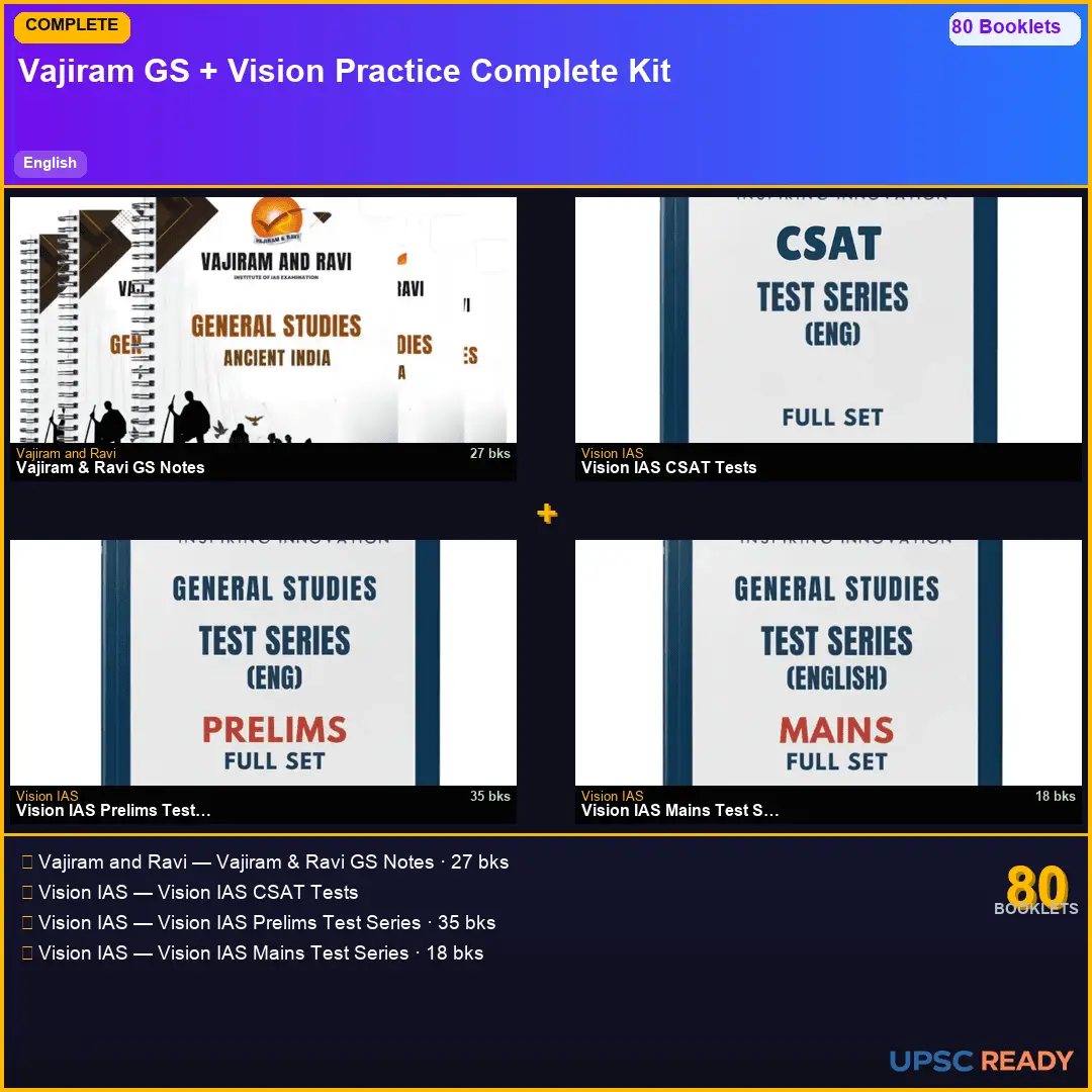 Vajiram GS + Vision CSAT + Vision Prelims TS + Vision Mains TS | Complete Kit 2026-27