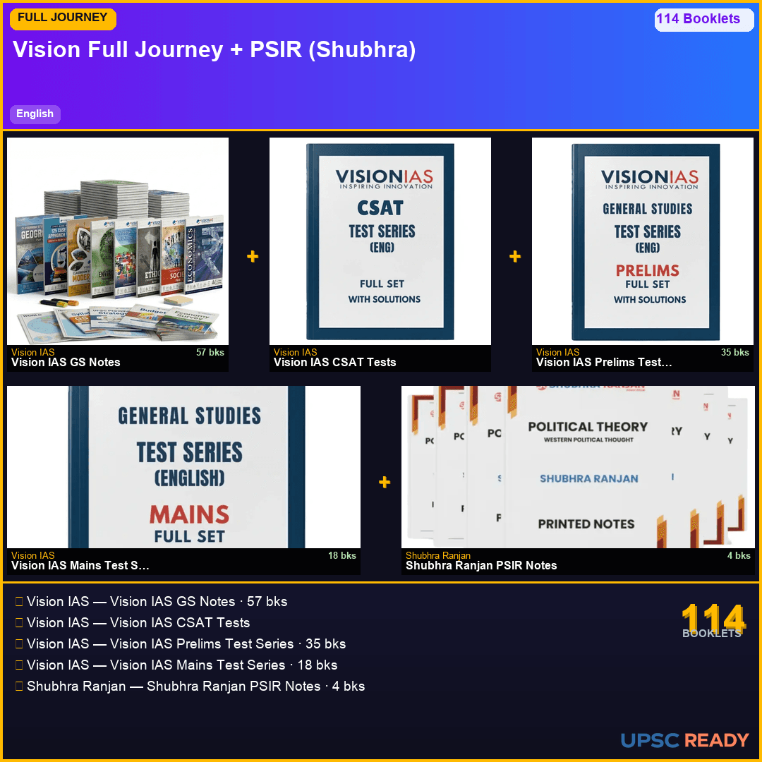 Vision IAS Full Journey Kit + PSIR Optional 2026-27 | GS 57bk + CSAT + Prelims TS + Mains TS + Shubhra PSIR | English