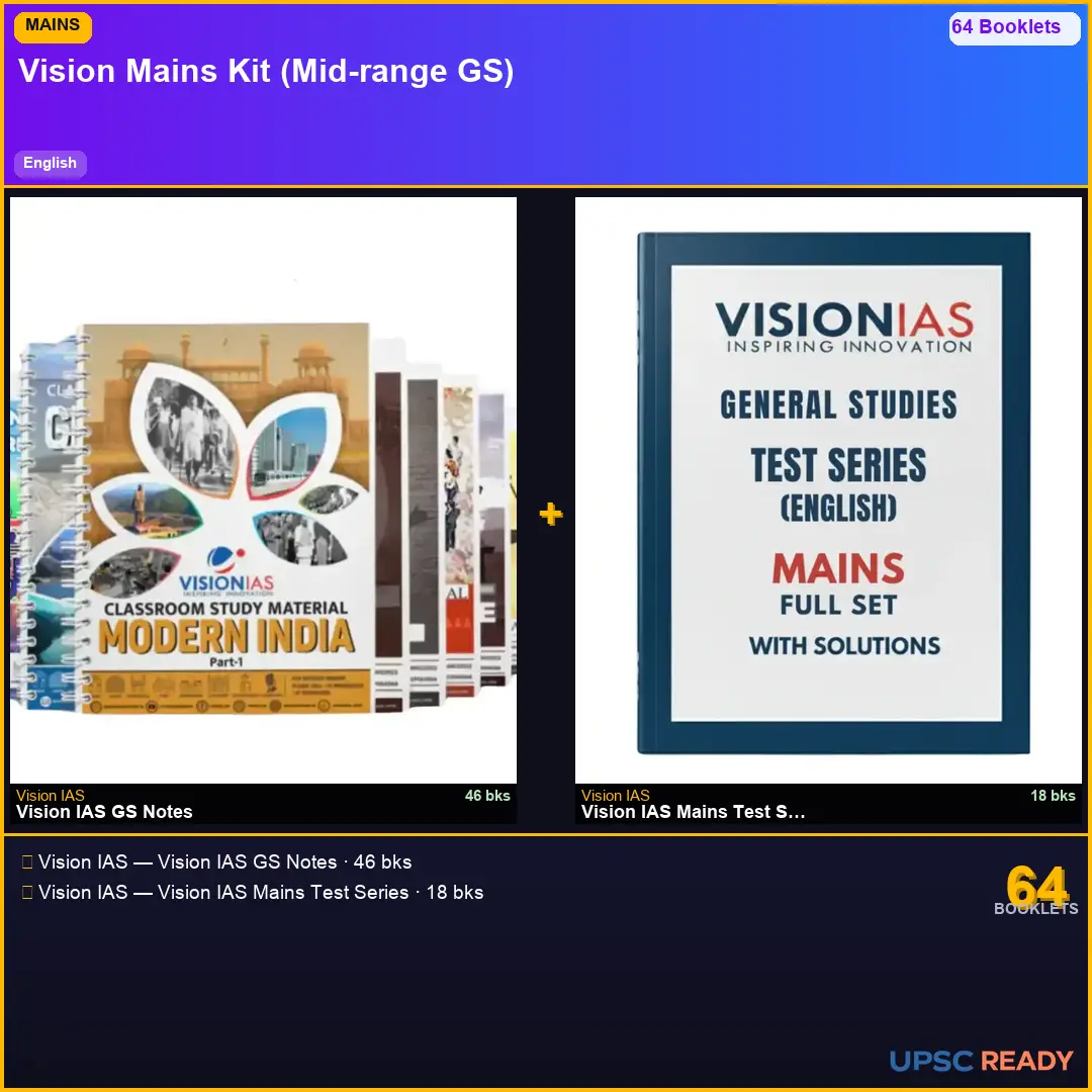 Vision IAS Mains Kit 2026-27 | GS 46bk + Vision Mains Test Series | English