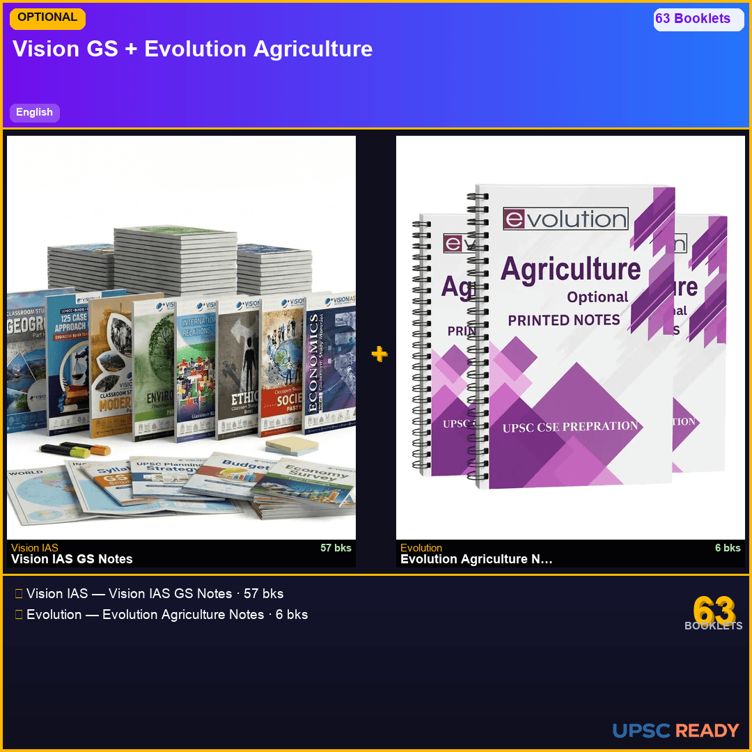 Vision IAS GS + Evolution Agriculture Optional Notes 2026-27 | English | Mains Optional Bundle