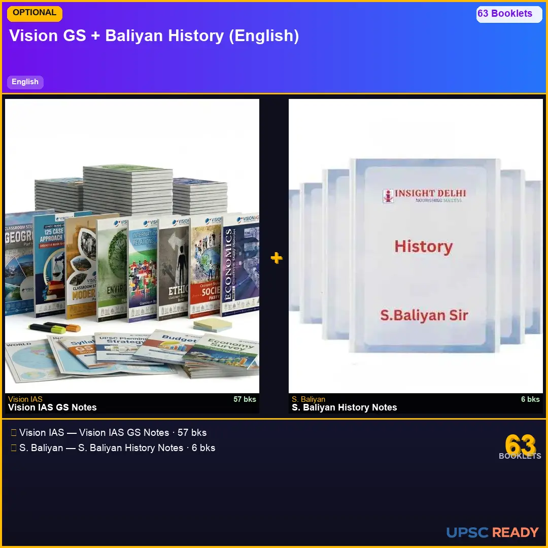 Vision IAS GS + S. Baliyan History Notes 2026-27 | English | Mains Optional Bundle