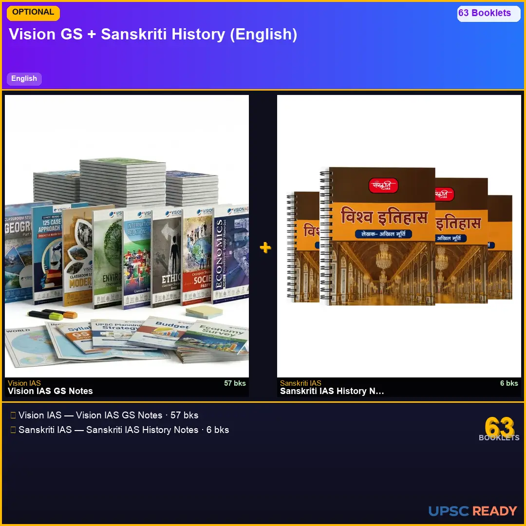 Vision IAS GS + Sanskriti IAS History Notes 2026-27 | English | Mains Optional Bundle