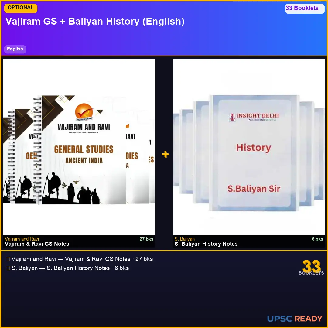 Vajiram GS + S. Baliyan History Notes 2026-27 | English | Mains Optional Bundle