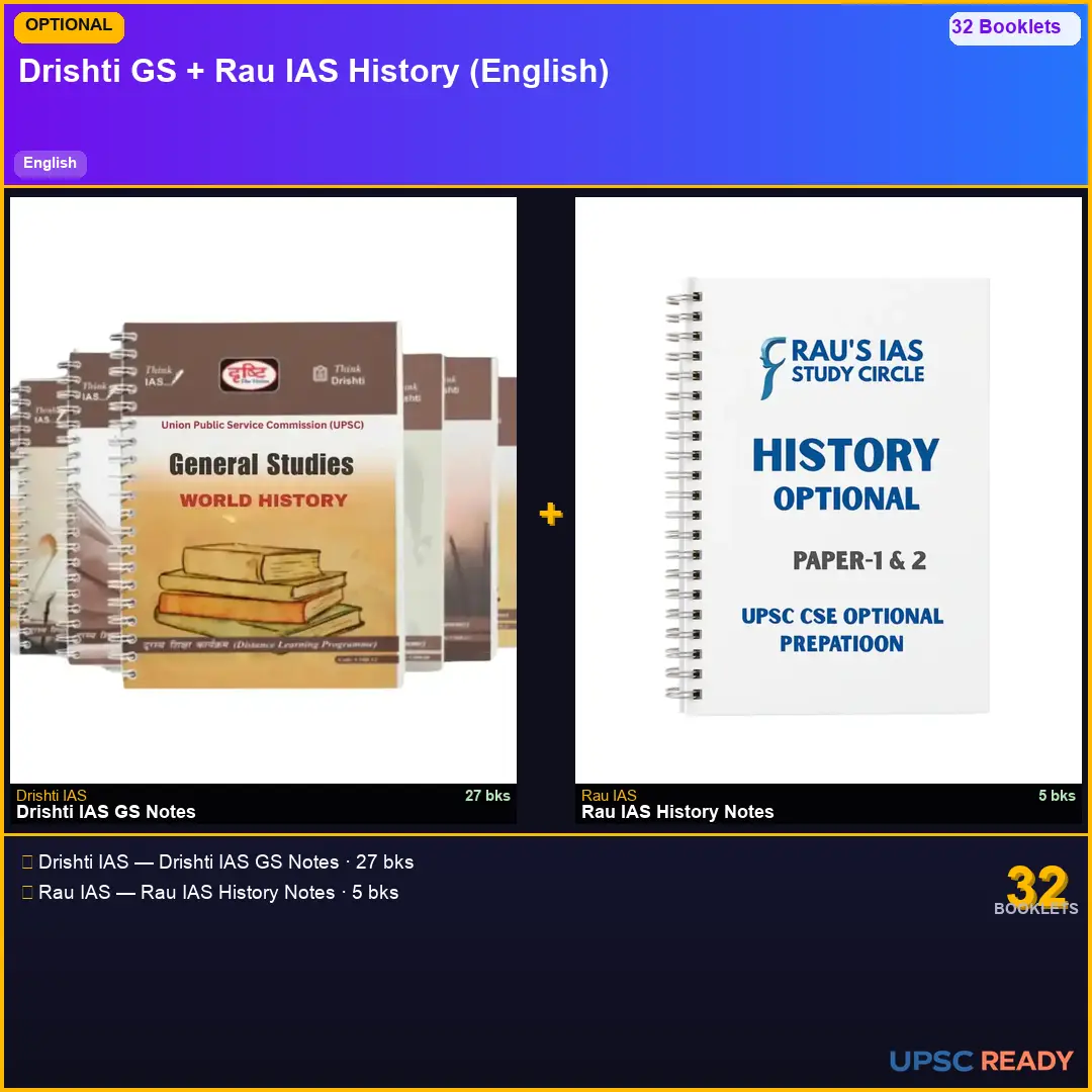 Drishti GS + Rau IAS History Notes 2026-27 | English | Mains Optional Bundle