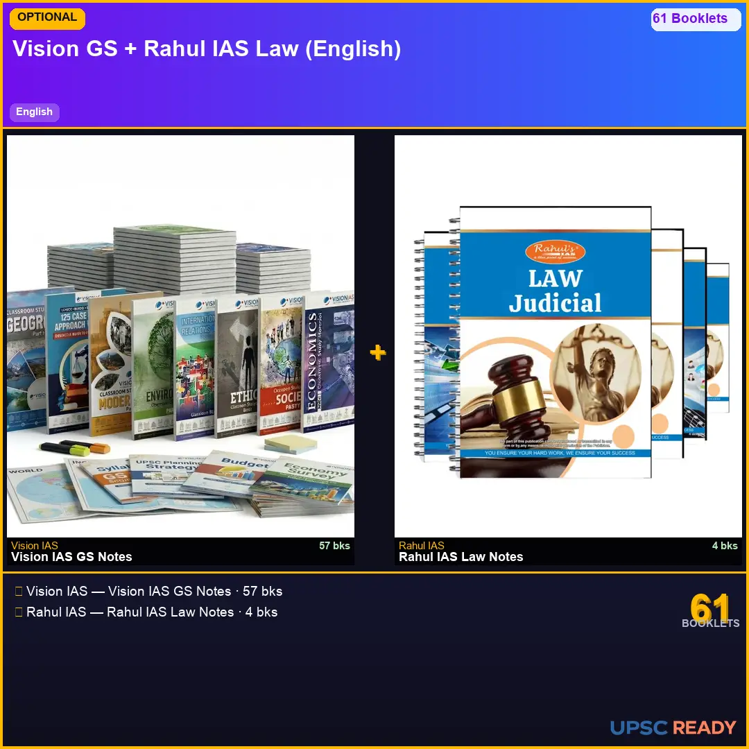 Vision IAS GS + Rahul IAS Law Optional Notes 2026-27 | English | Mains Optional Bundle
