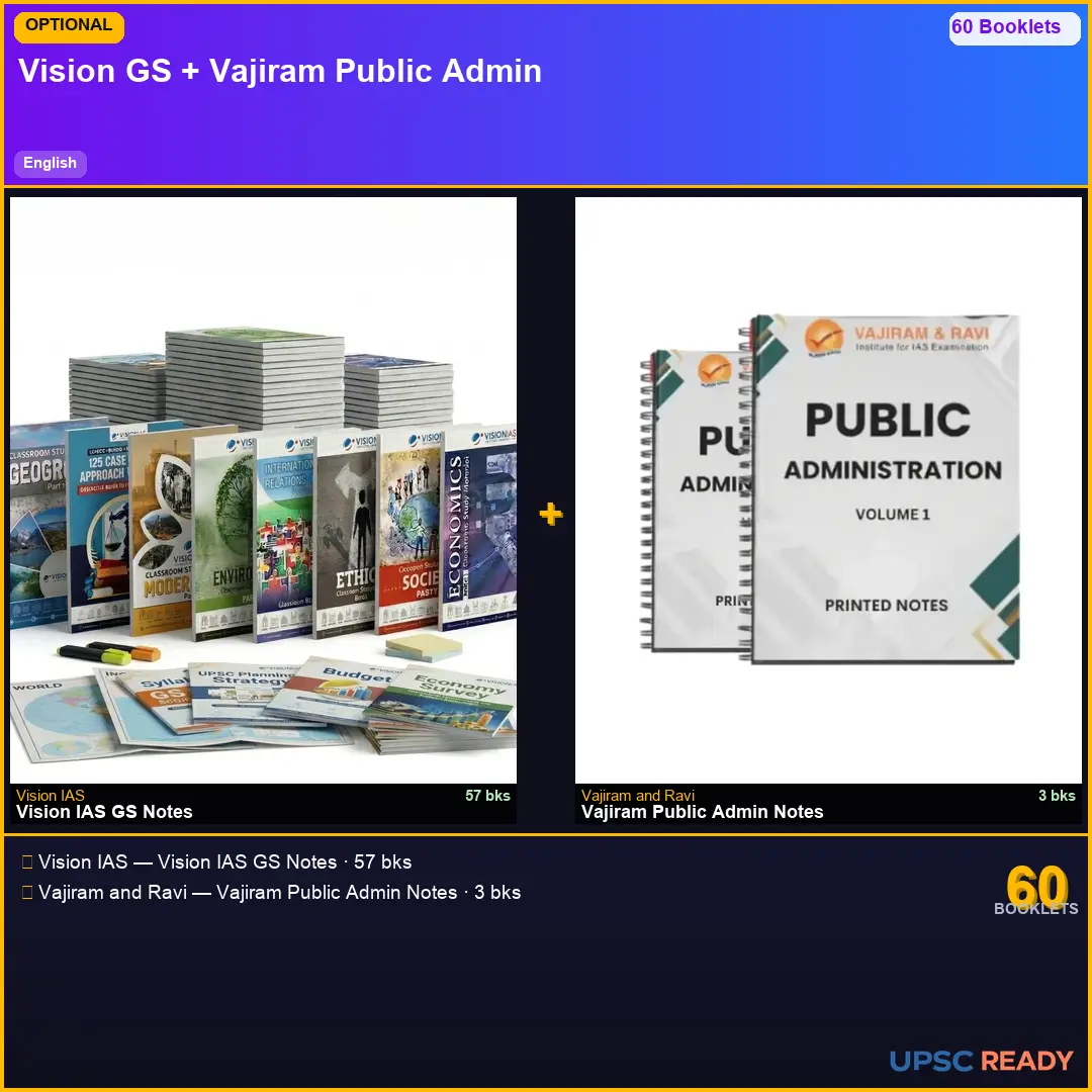Vision IAS GS + Vajiram Public Administration Notes 2026-27 | English | Mains Optional Bundle
