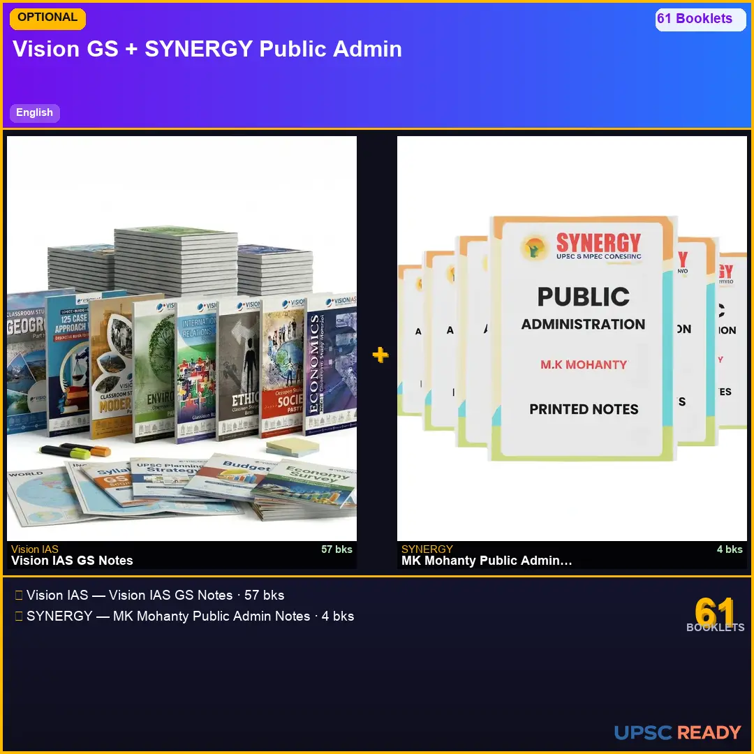 Vision IAS GS + MK Mohanty Public Administration Notes 2026-27 | English | Mains Optional Bundle