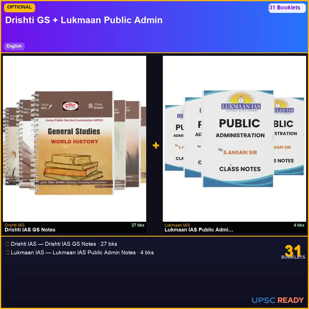 Drishti GS + Lukmaan IAS Public Administration Notes 2026-27 | English | Mains Optional Bundle
