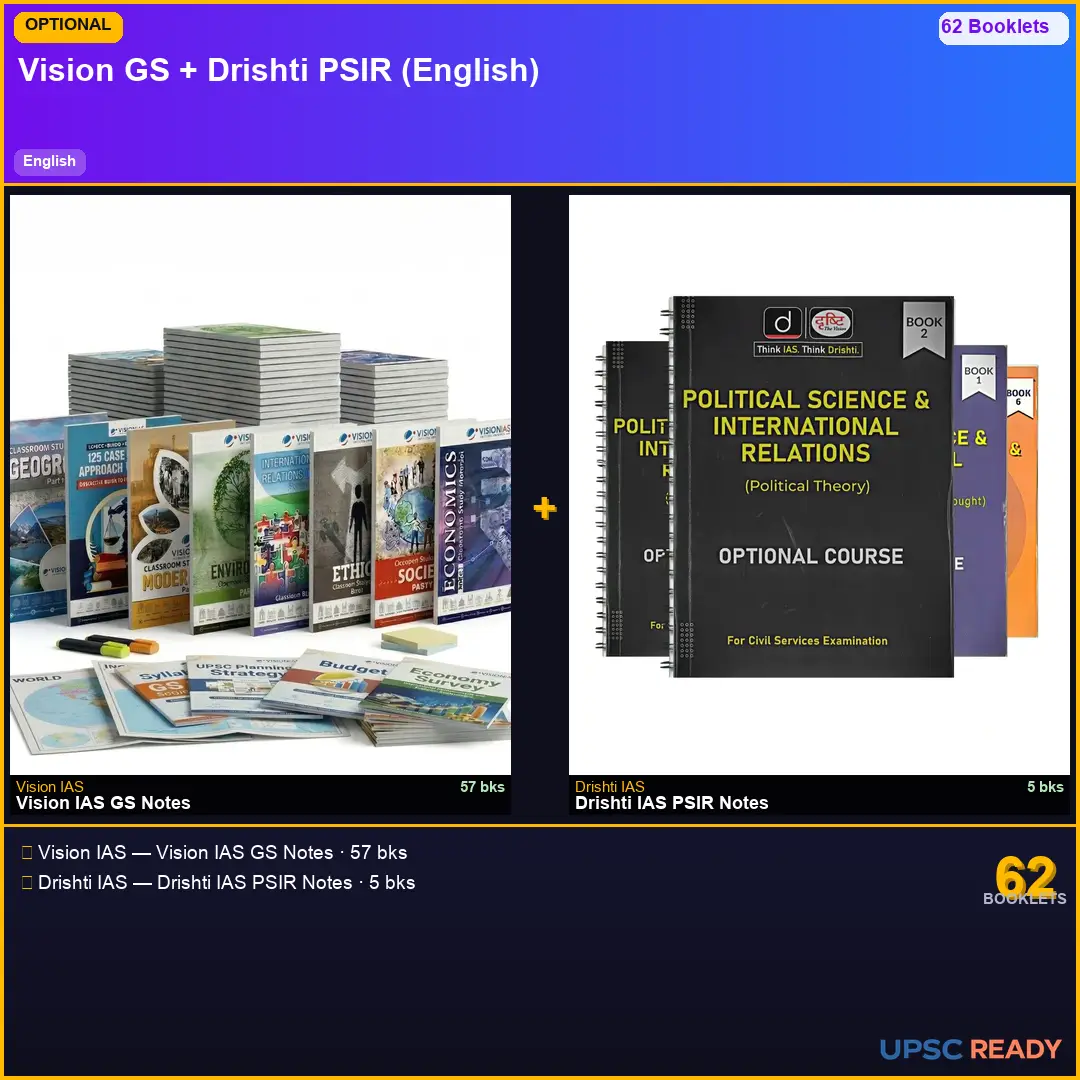 Vision IAS GS + Drishti IAS PSIR Notes 2026-27 | English | Mains Optional Bundle