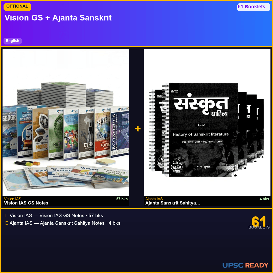 Vision IAS GS + Ajanta IAS Sanskrit Optional Notes 2026-27 | English | Mains Optional Bundle