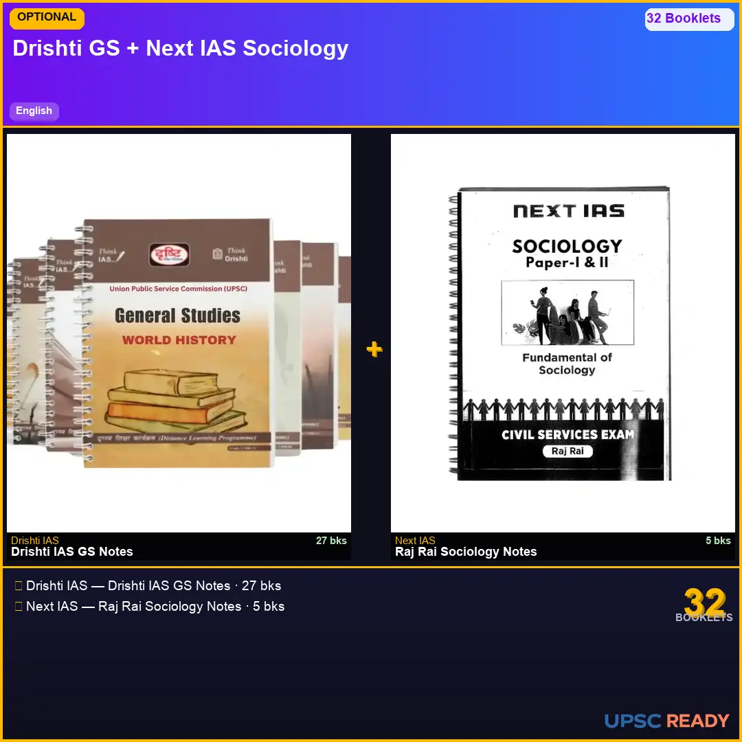 Drishti GS + Raj Rai Sociology Notes 2026-27 | English | Mains Optional Bundle