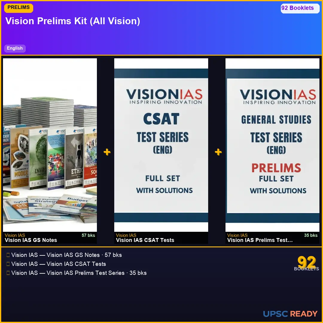 Vision IAS Prelims Kit 2026-27 | GS 57bk + Vision CSAT + Vision Prelims TS | English