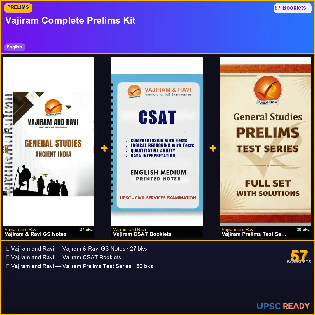 Vajiram & Ravi Prelims Kit 2026-27 | GS 27bk + Vajiram CSAT + Vajiram Prelims TS | English