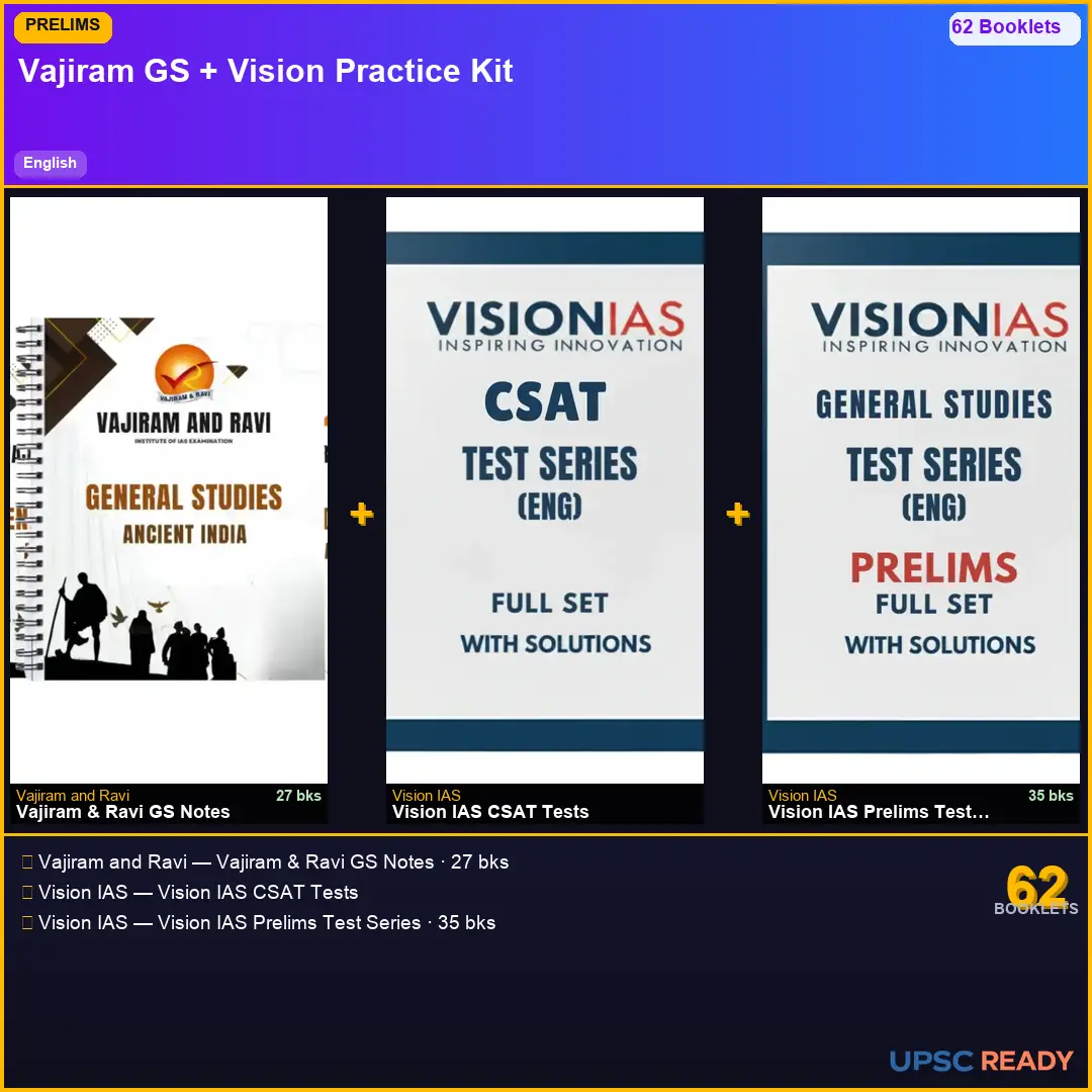 Vajiram Prelims Kit 2026-27 | GS 27bk + Vision CSAT + Vision Prelims TS | English