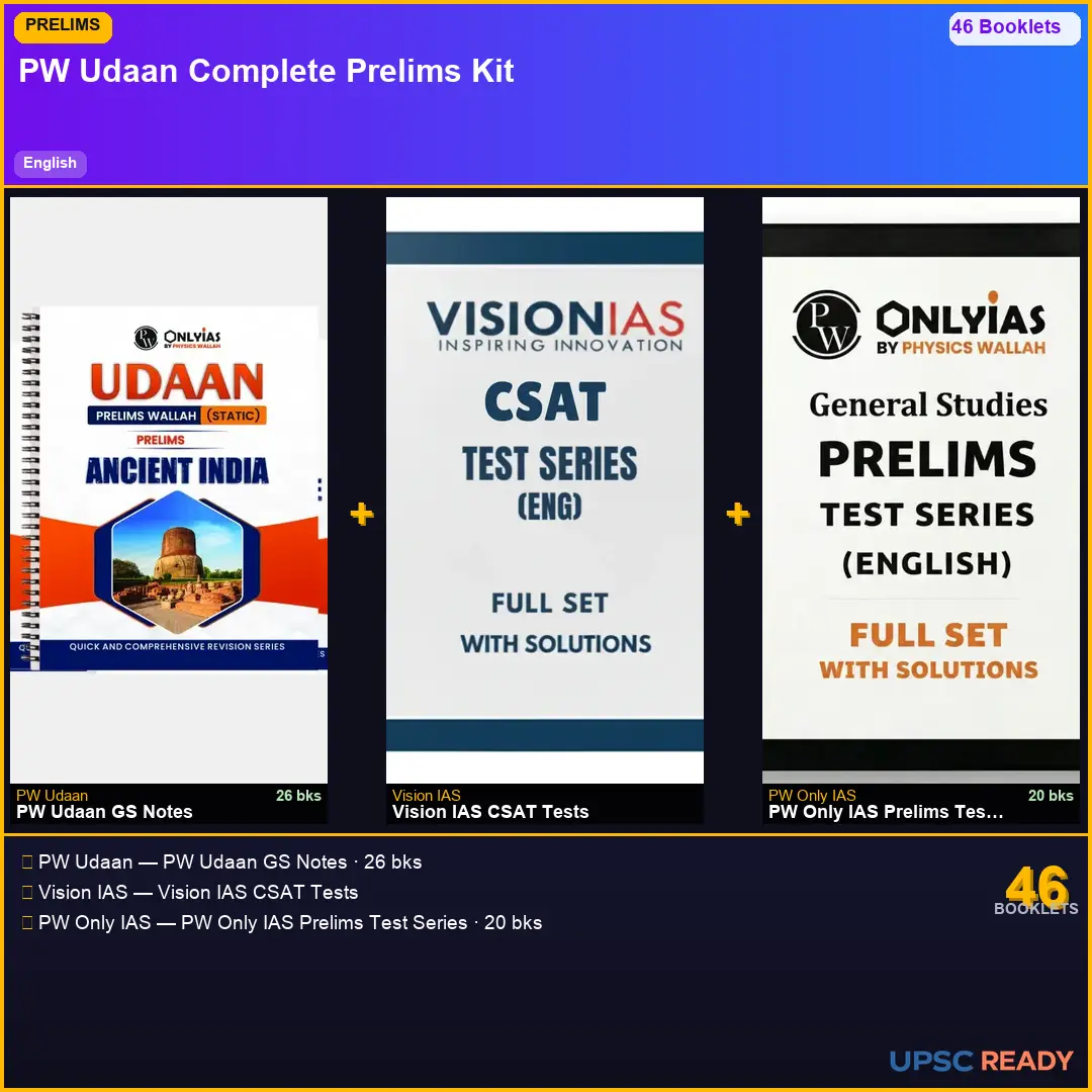PW Udaan Prelims Kit 2026-27 | GS 26bk + Vision CSAT + PW Only IAS Prelims TS | English
