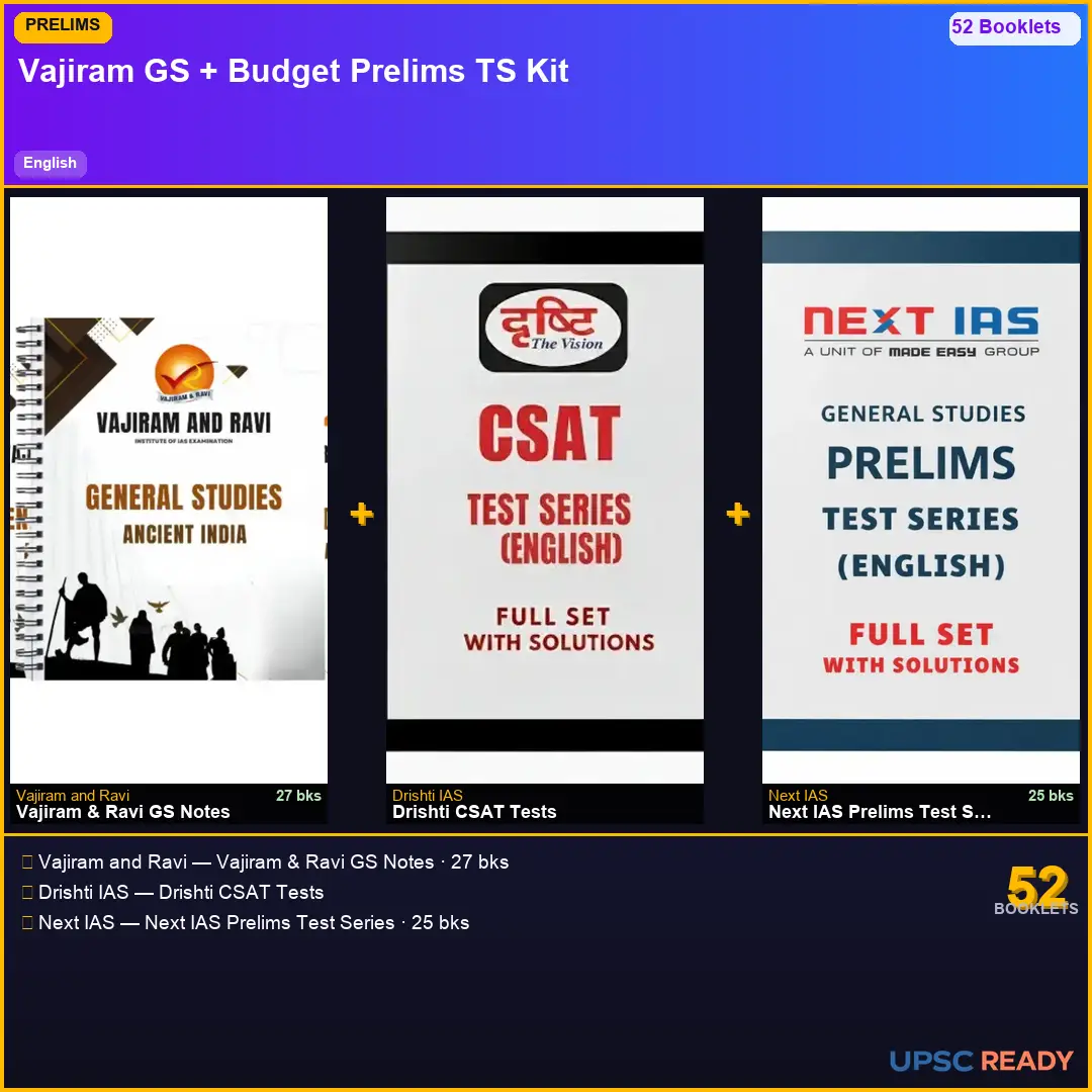 Vajiram Prelims Kit 2026-27 | GS 27bk + Drishti CSAT + Next IAS Prelims TS | English