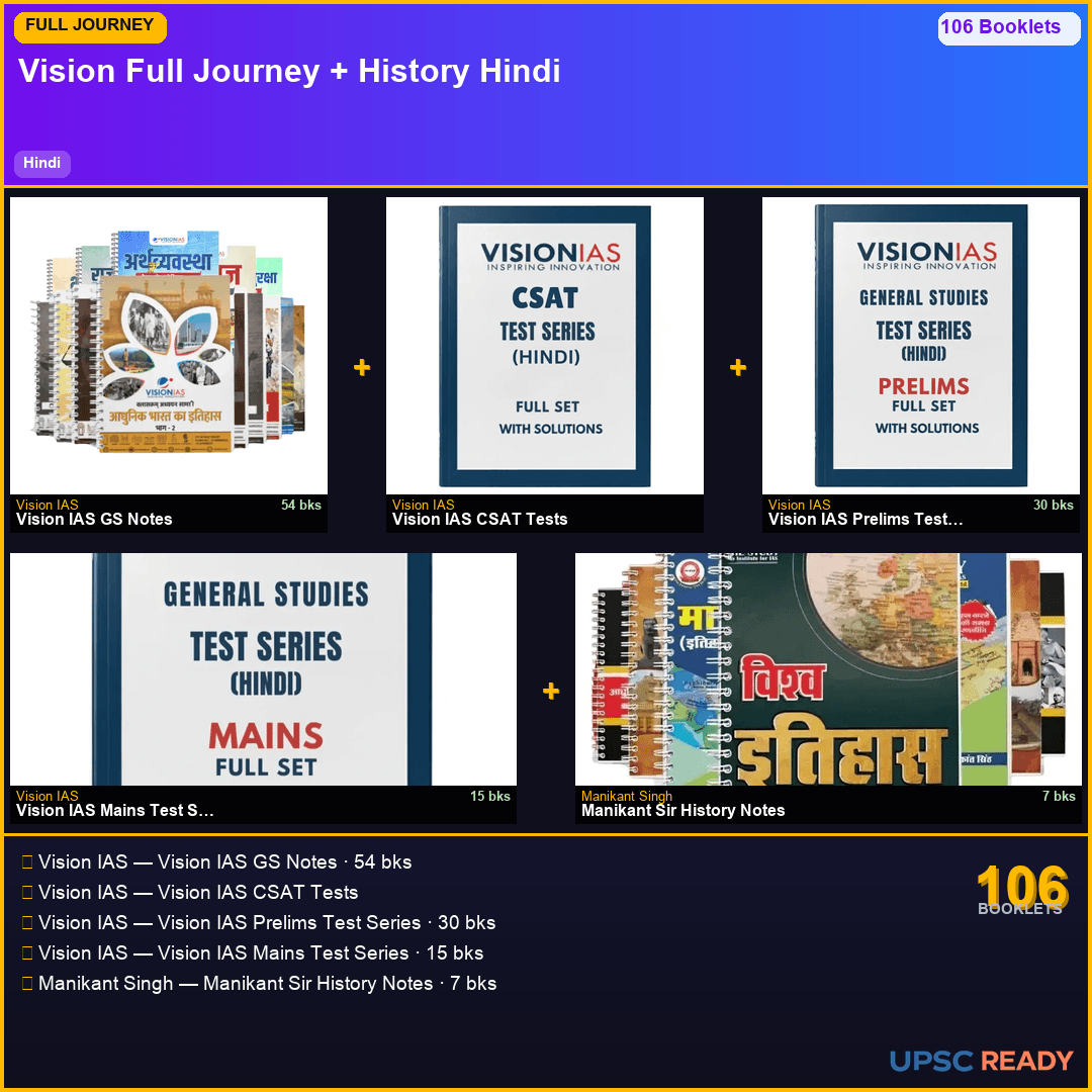 Vision IAS Full Journey Kit + History Optional 2026-27 | GS 54bk + CSAT + Prelims TS + Mains TS + Manikant History | Hindi