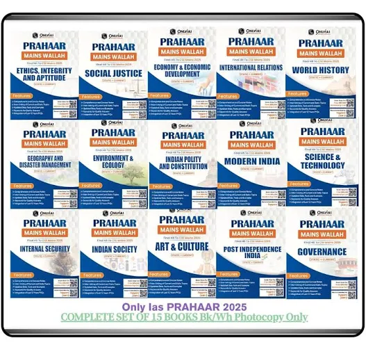 PW UPSC Prahaar Mains Wallah Combo 2026 - Set of 15 Books Static and Current Affairs for CSE Mains